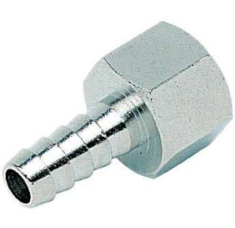 Aufschraub-Schlauchtülle, Messing vernickelt, zylindrisch, G 1/4 IG, Schlauchanschluss &Oslash; 8mm