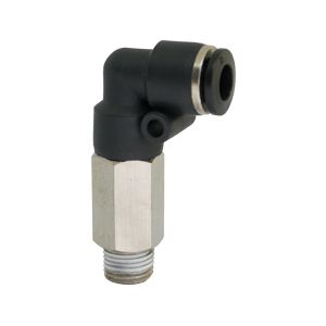 Langer schwenkbarer L-Steckanschlussverbinder mit BSPT-Außengewinde, vernickelt