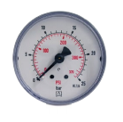 Schlagfestes, ungefülltes Manometer für die Industrie mit ABS-Gehäuse, Feder und Nabe aus Messing, rückseitiger Anschluss, BSPT-Gewinde gemäß Richtlinie EN 837-1 / 7,22