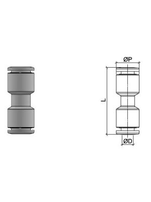Gerader Steckanschlussverbinder aus Edelstahl AISI 316L
