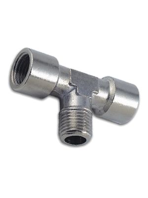 T-Stück mit BSPT- und metrischem Gewinde, 1xAußengewinde, 2xInnengewinde