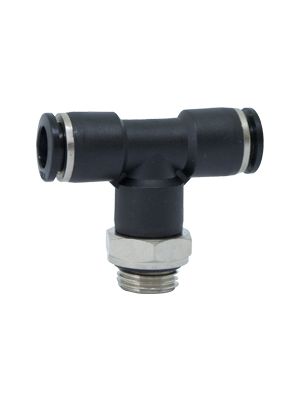 T-Steckanschlussverbinder mit BSPP und metrischem Gewinde vernickelt