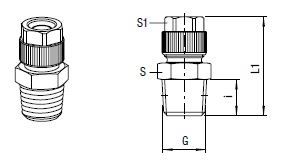 Gerader Einschraub-Verschraubung, O.D. Schlauch 4.3/3 mm, Außengewinde R 1/8