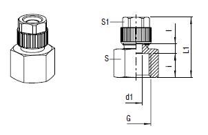 Gerader Einschraub-Verschraubung, O.D. Schlauch 6.4 mm, Innengewinde G 1/8