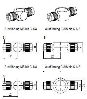 T-Schwenk-Verbinder, O.D. Schlauch 4.3/3 mm, Innengewinde für Hohlschraube M 5