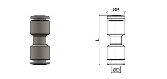 Gerader-Verbinder , O.D. Schlauch 4 mm, O.D. Schlauch 10 mm